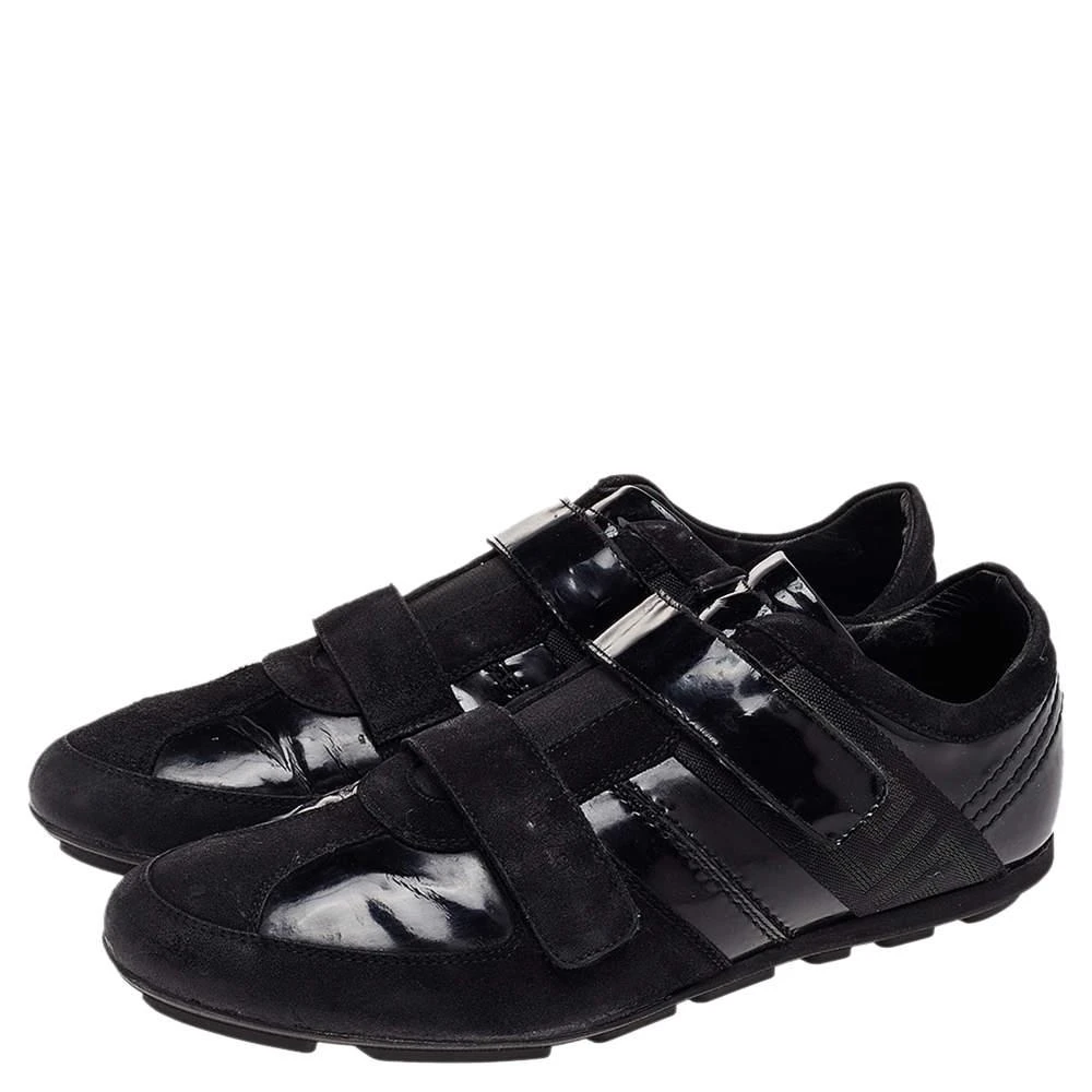 商品[二手商品] Versace|Versace Black Patent Leather And Suede Double Velcro Strap Low Top Sneakers Size 40,价格¥1636,第4张图片详细描述