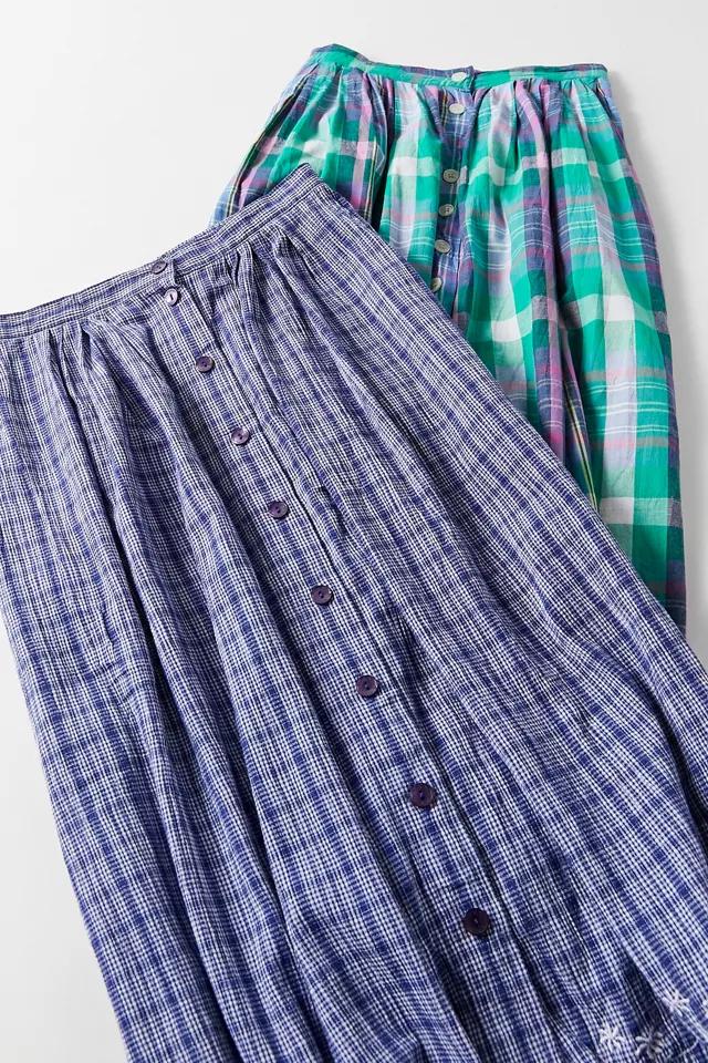 Urban Renewal Vintage Plaid Cotton Midi Skirt商品第2张图片规格展示