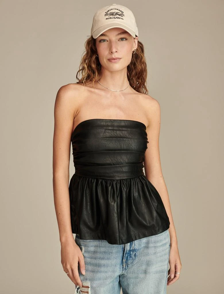 商品Lucky Brand|Women's Faux Leather Bubble Tube Top,价格¥322,第1张图片