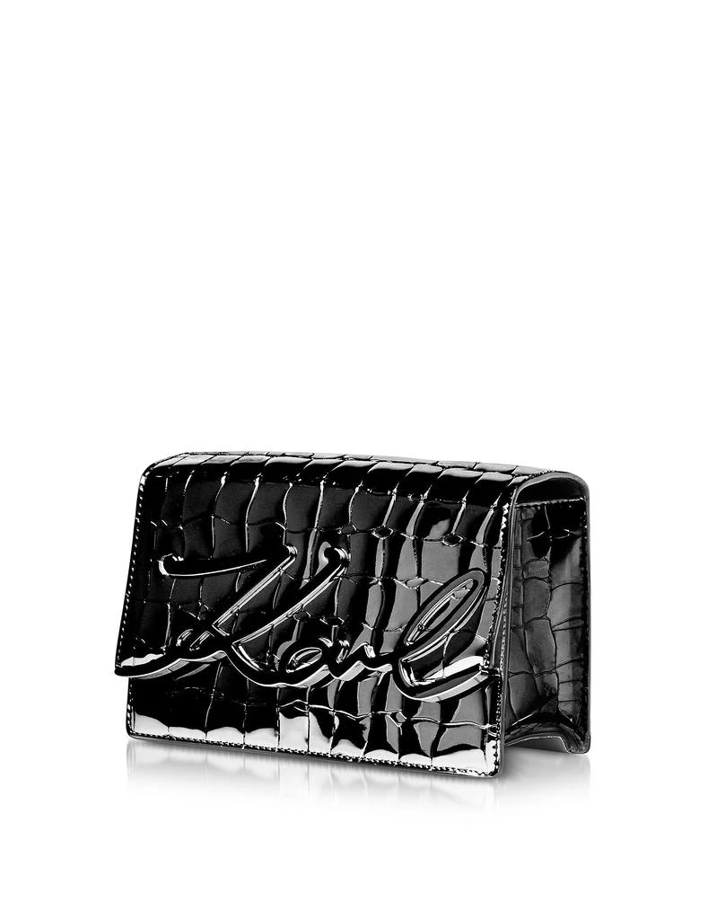 商品Karl Lagerfeld Paris|K/Signature黑色漆皮单肩包,价格¥1543,第4张图片详细描述