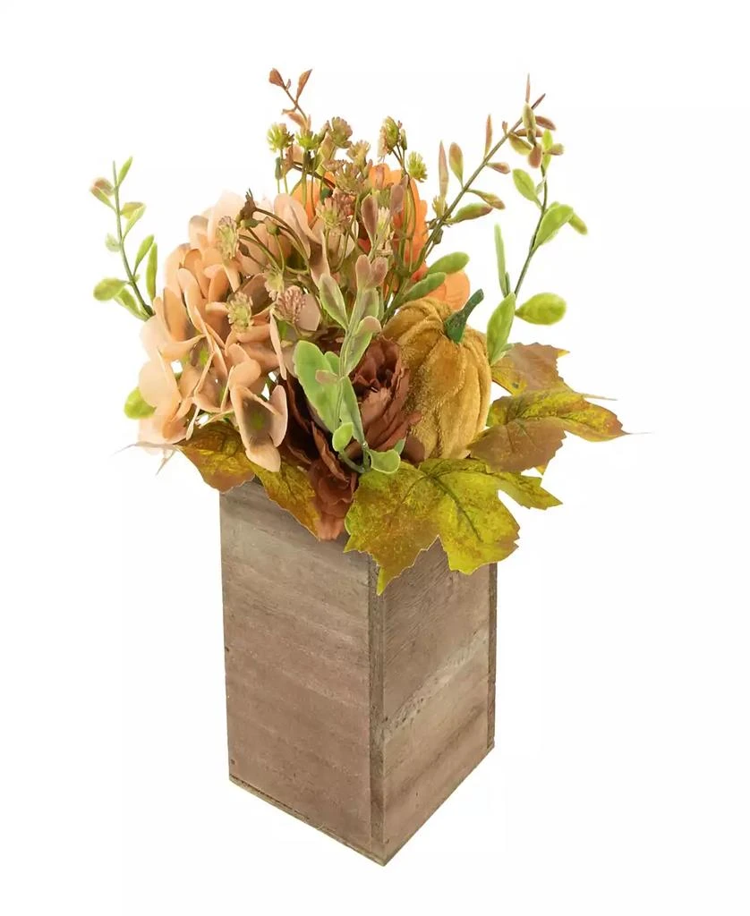 商品Northlight|10" x 8" Orange Floral and Pumpkin Wooden Box Fall Harvest Tabletop Decoration,价格¥307,第4张图片详细描述