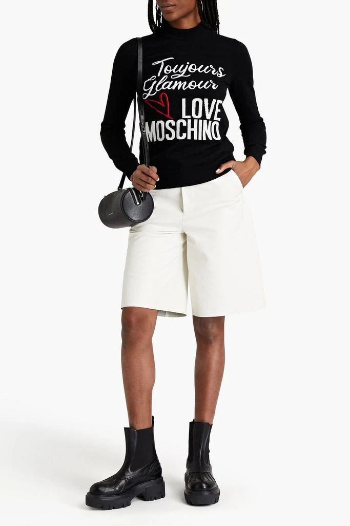 商品Love Moschino|Embroidered intarsia-knit wool-blend sweater,价格¥653,第2张图片详细描述