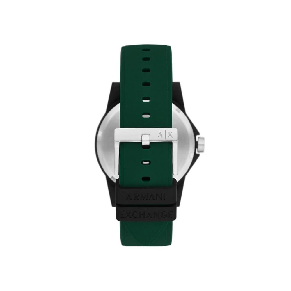 商品Armani Exchange|Men's Black Case with Dark Green Silicone Strap Watch 44mm,价格¥533,第3张图片详细描述