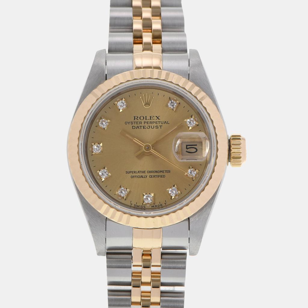 商品[二手商品] Rolex|Rolex Champagne Diamonds 18k Yellow Gold And Stainless Steel Datejust 69173G Automatic Women's Wristwatch 26 mm,价格¥37007,第1张图片