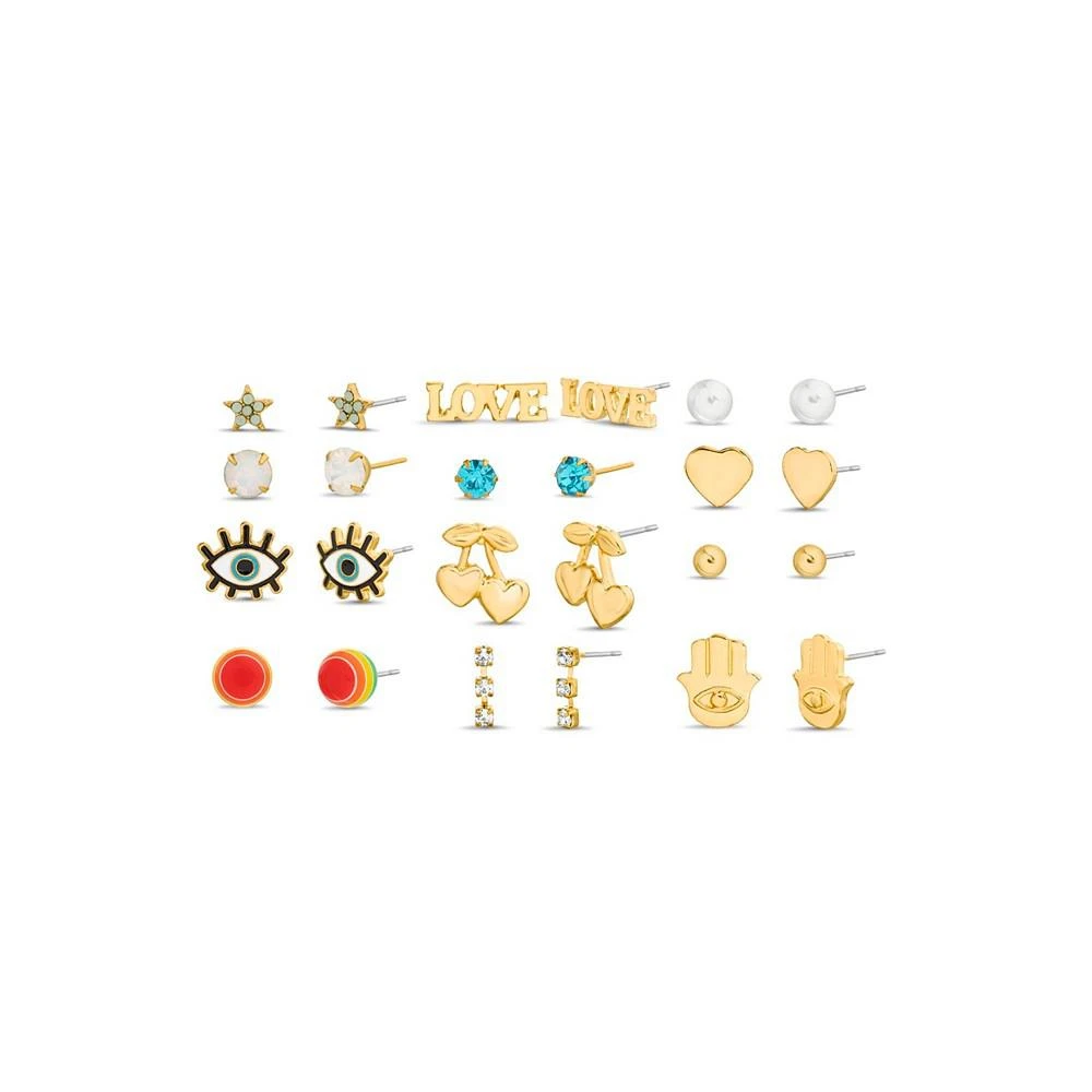 商品Kensie|Rhinestone Hamsa Evil Eye Stud and Chain Earring Set,价格¥209,第1张图片