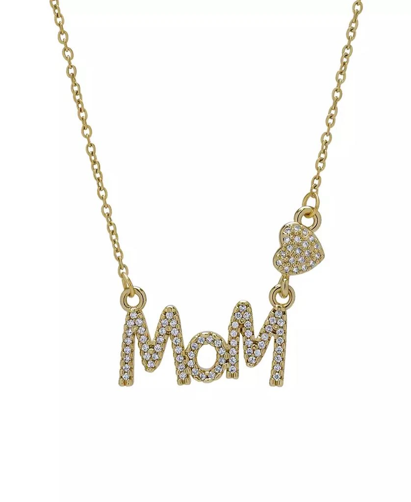 商品Macy's|14K Gold Plated Cubic Zirconia Mom and Heart Pendant Necklace,价格¥112,第1张图片