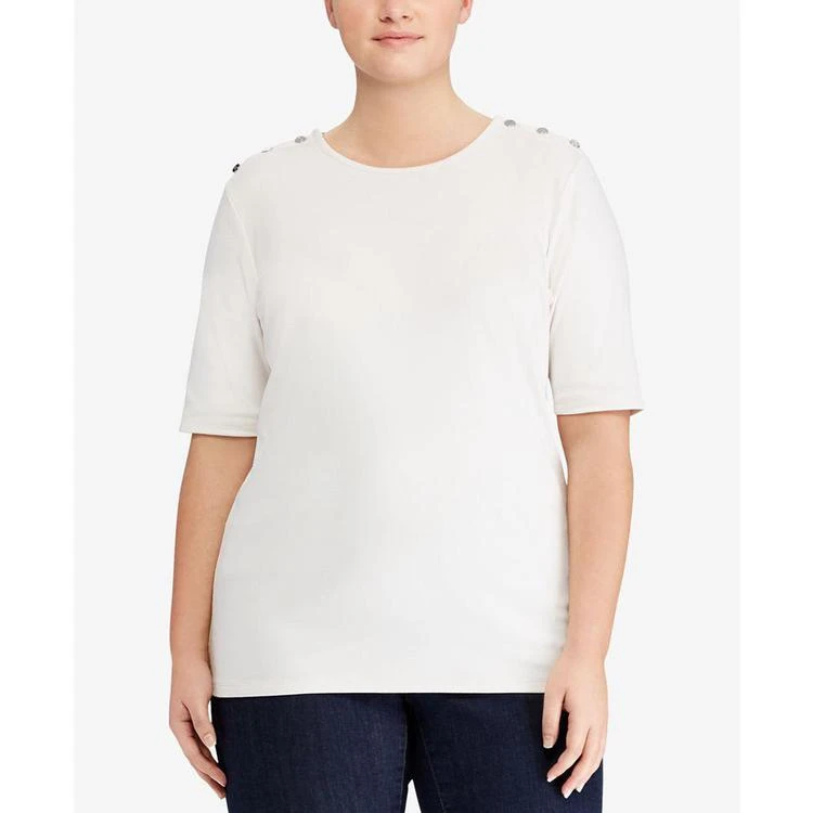 商品Ralph Lauren|Plus Size Stretch T-Shirt,价格¥243,第3张图片详细描述