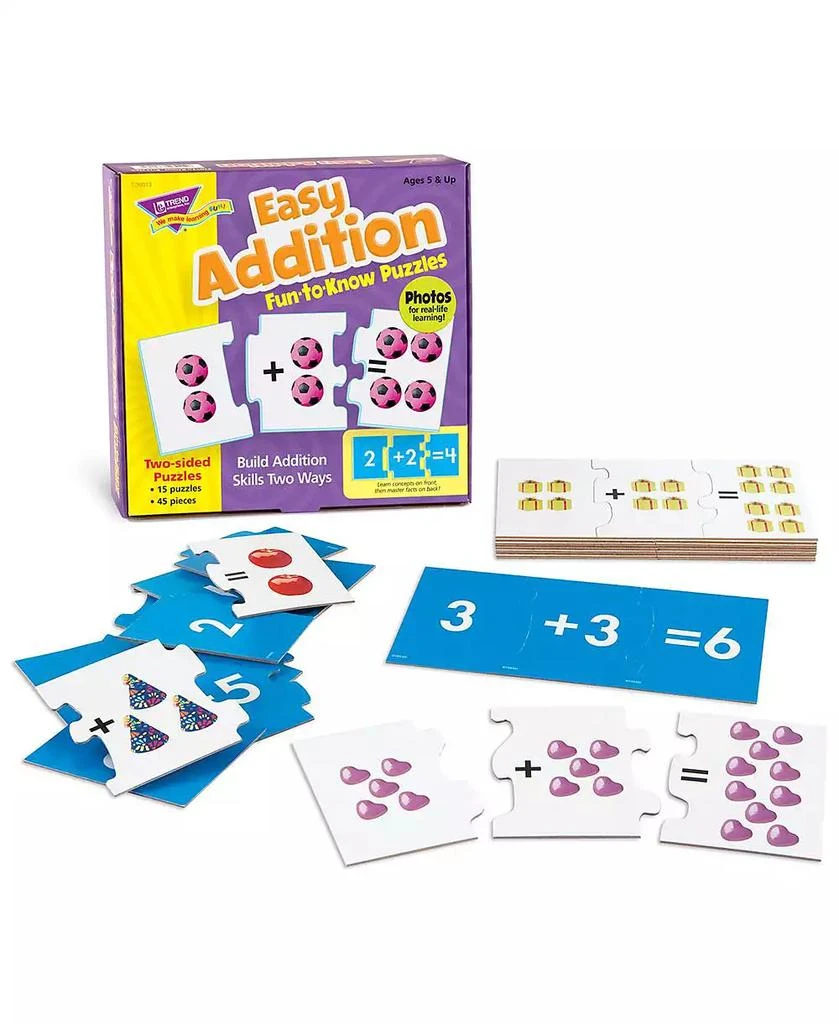 商品Trend Enterprises|Easy Addition Fun-To-Know Puzzles - Matching Games to Build Math Skills, Set of 45,价格¥98,第2张图片详细描述