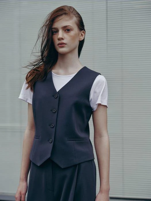 [Drama Signature] Cropped Button Down Vest 商品