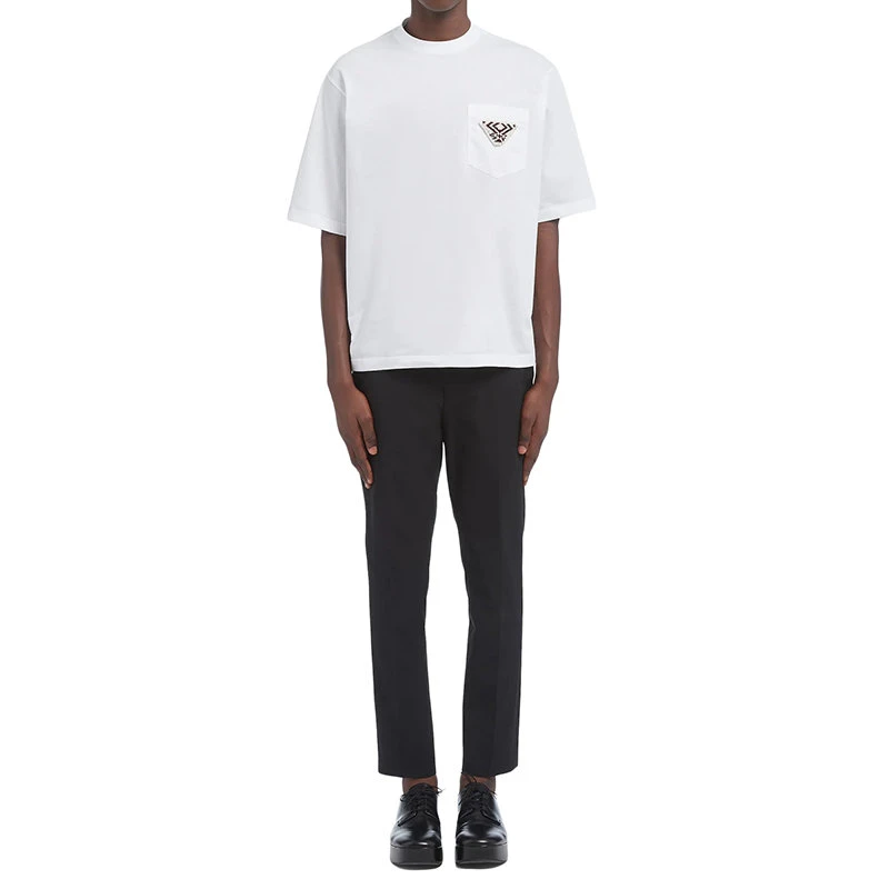 商品Prada|【预售3-7天】普拉达 22年早春 男士白色纯棉T恤UJN761_1ZLB_F0009_S_212,价格¥5798,第4张图片详细描述