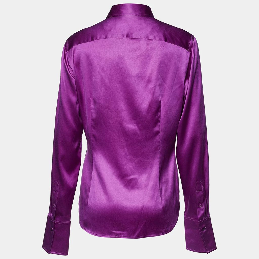 商品[二手商品] Ralph Lauren|Ralph Lauren Purple Satin Silk Button Front Shirt L,价格¥808,第2张图片详细描述