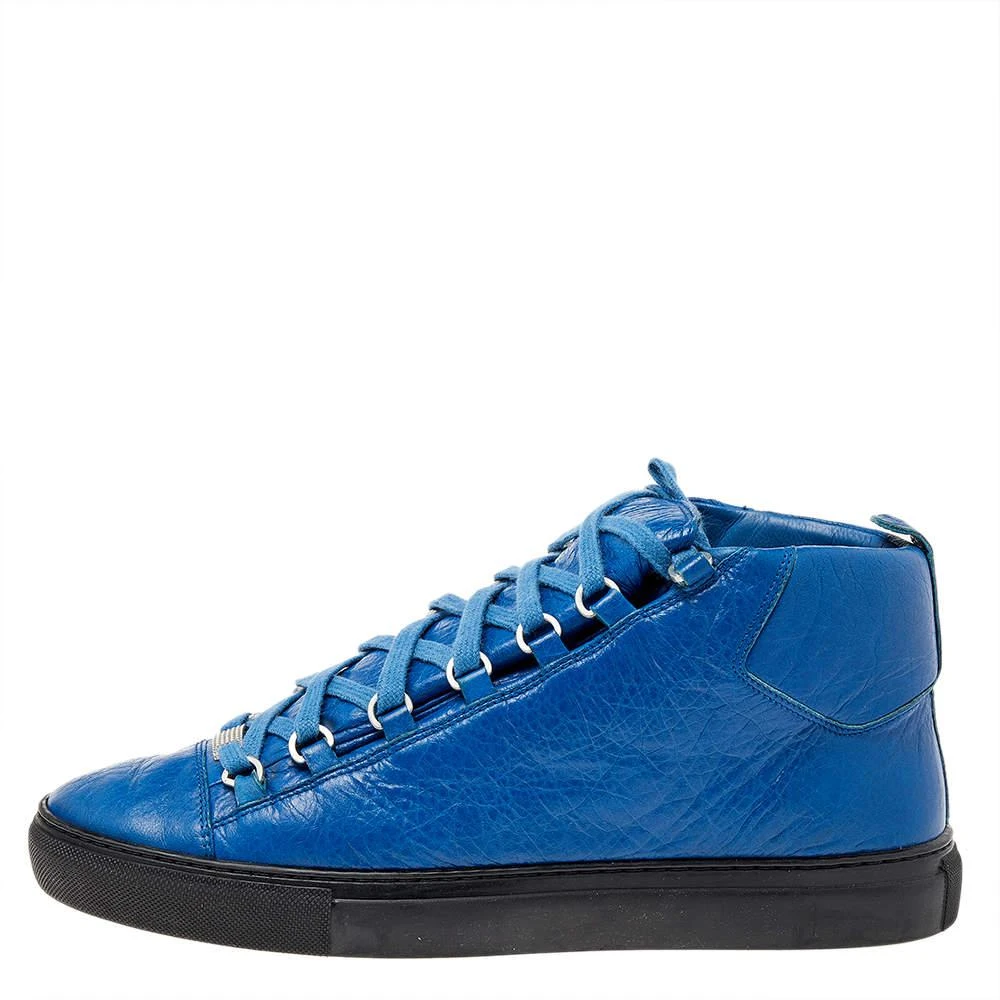 商品[二手商品] Balenciaga|Balenciaga Blue Leather High Top Sneakers Size 43,价格¥2334,第2张图片详细描述