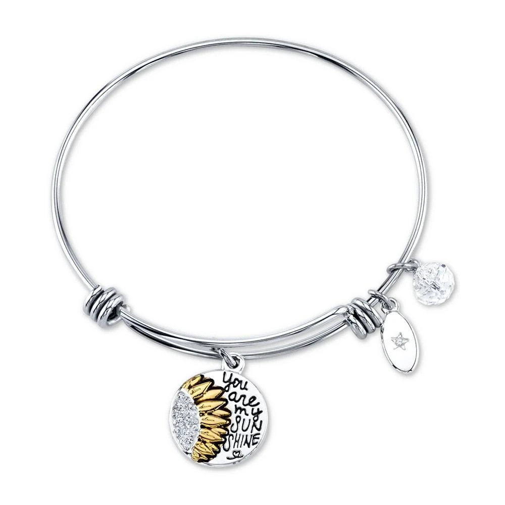 商品Unwritten|"You are My Sunshine" Sunflower Bangle Bracelet in Stainless Steel and Silver-Plate,价格¥105,第2张图片详细描述