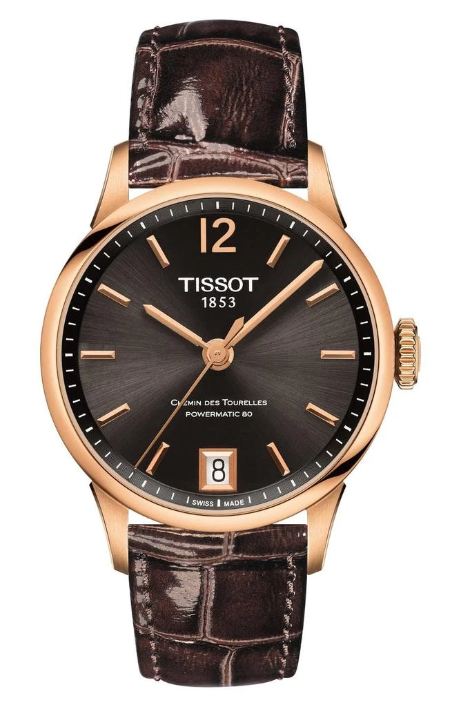 商品Tissot|Chemin des Tourelles Powermatic 80 Lady Leather Strap Watch, 32mm,价格¥4311,第1张图片