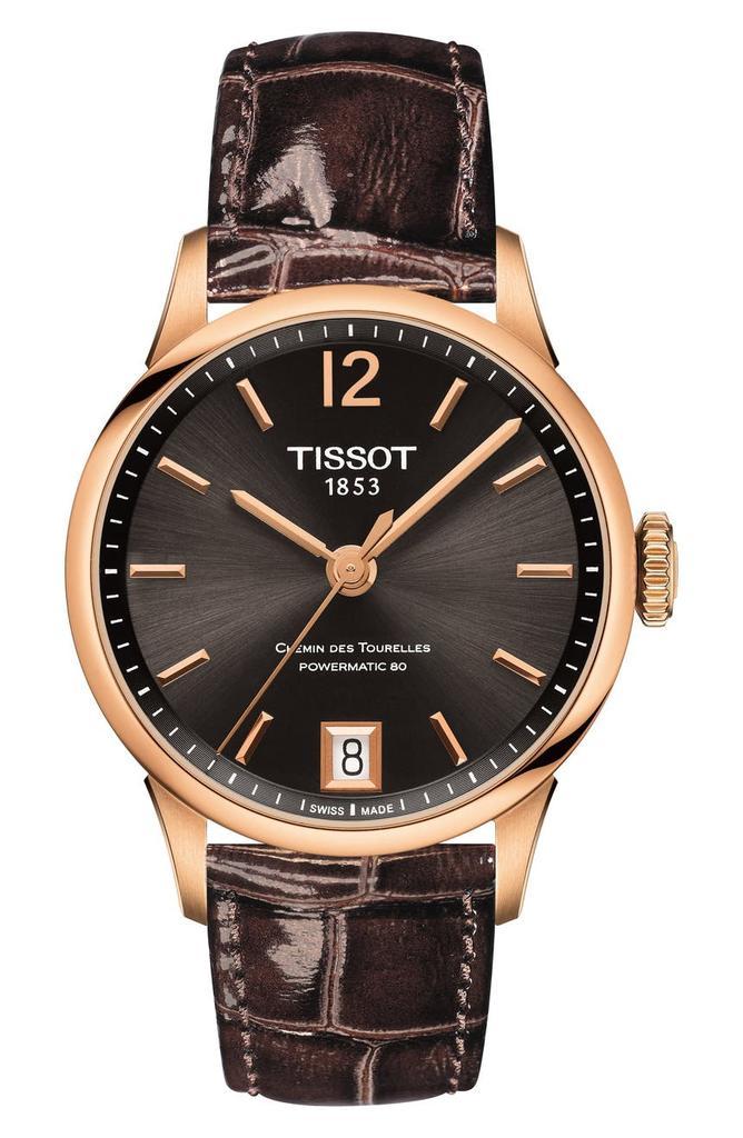 商品Tissot|Chemin des Tourelles Powermatic 80 Lady Leather Strap Watch, 32mm,价格¥4122,第1张图片
