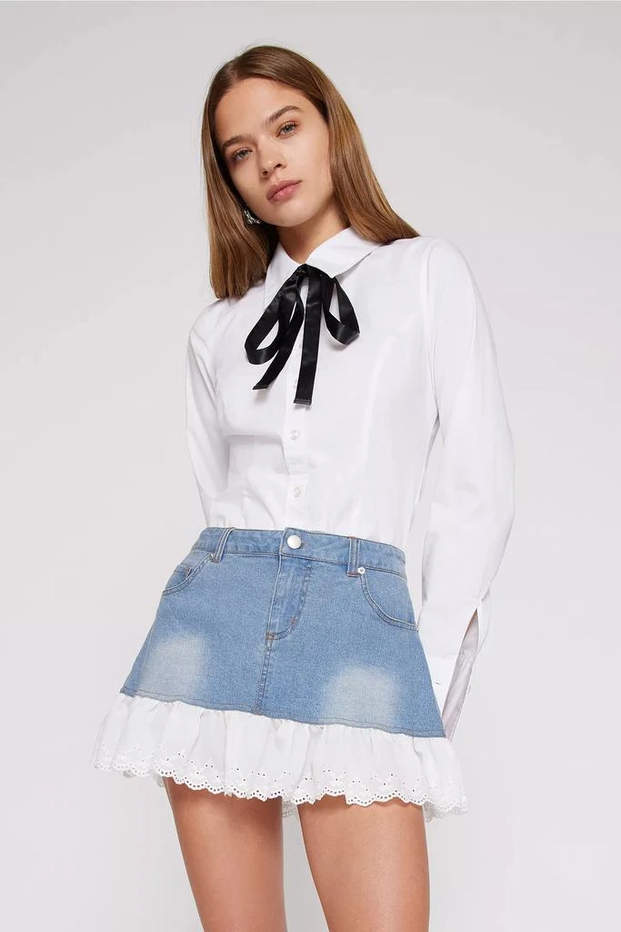 商品Kimchi Blue|Kimchi Blue Jenny Ruffle Denim Mini Skirt,价格¥258,第4张图片详细描述