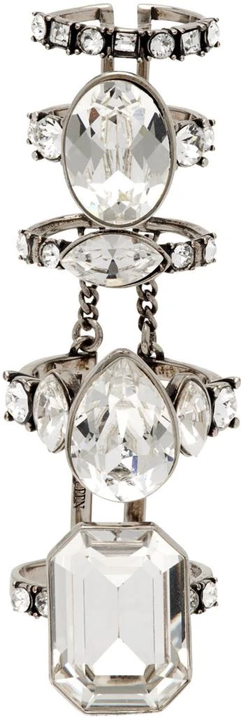 商品Alexander McQueen|Silver Crystal Long Stacked Ring,价格¥2545,第1张图片