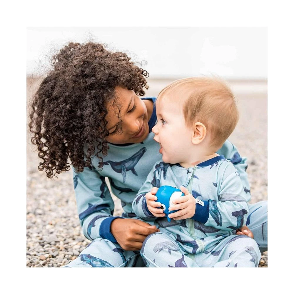 商品Deux par Deux|Boy Organic Cotton Two Piece Printed Pajama Set Blue Sharks & Whales - Child,价格¥283,第2张图片详细描述