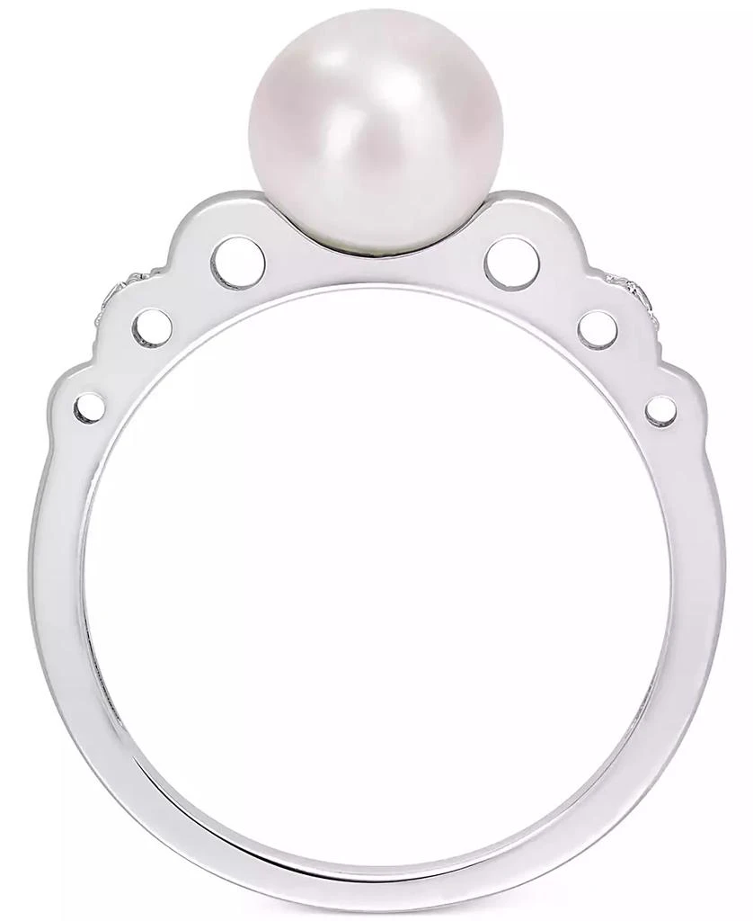 商品Macy's|Cultured Freshwater Pearl (7mm) & Lab-Created White Sapphire Accent Ring in Sterling Silver,价格¥1675,第3张图片详细描述