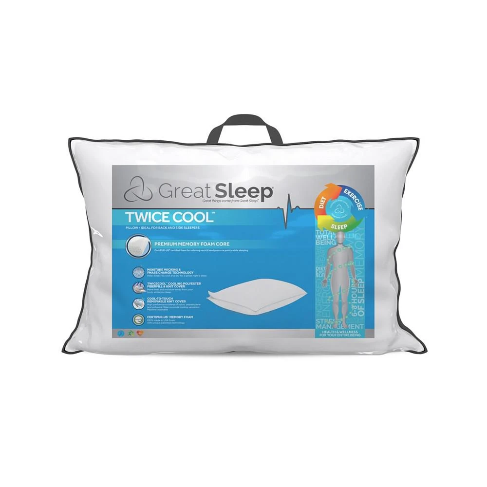 商品Great Sleep|Twice Cool Premium Memory Foam Core  Standard/Queen Pillow,价格¥1042,第1张图片