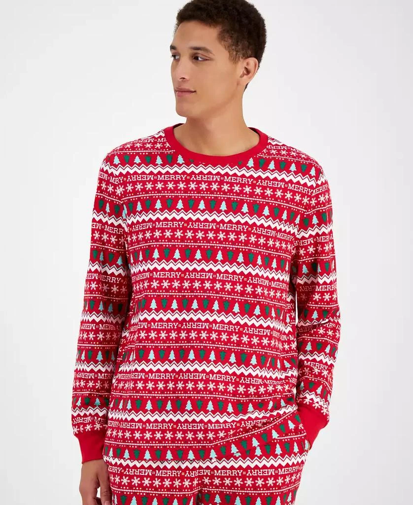 商品Holiday Lane|Men's Merry Mix It Cotton Matching Family Pajamas Set, Created for Macy's,价格¥127,第3张图片详细描述