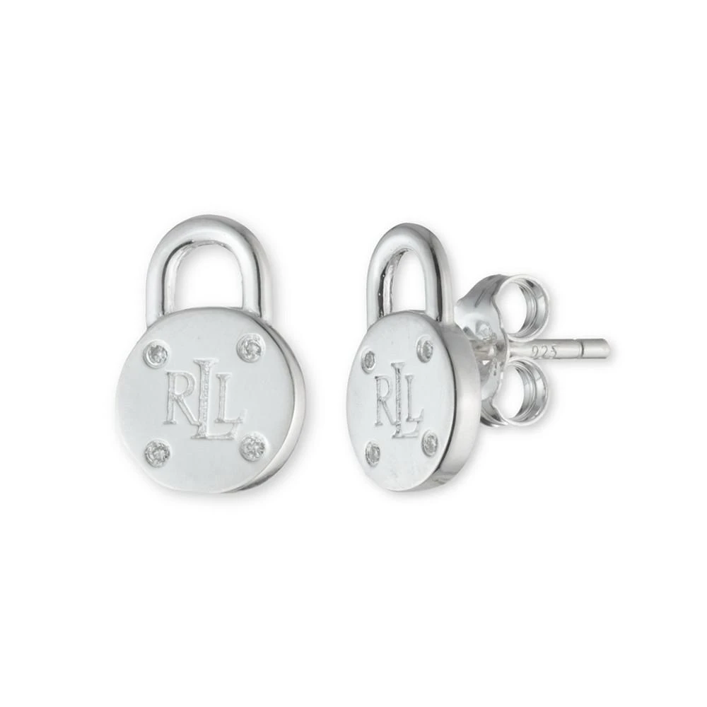 商品Ralph Lauren|Sterling Silver and Diamond Padlock Stud Earring,价格¥606,第1张图片