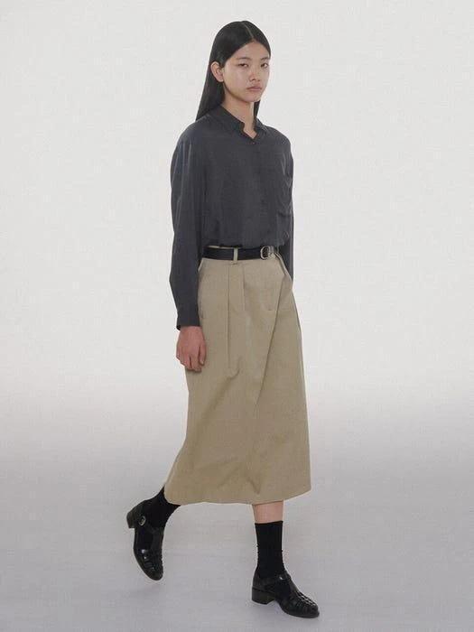 商品tetu|Classic Pin Tuck Skirt_Beige,价格¥941,第3张图片详细描述