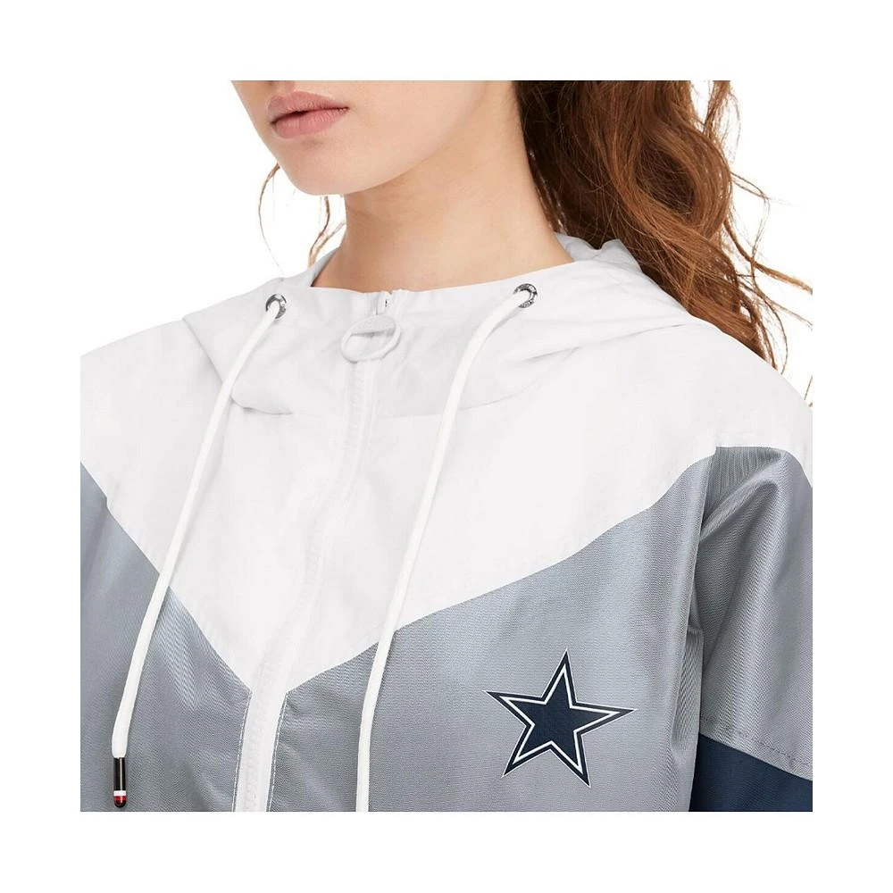 商品Tommy Hilfiger|Women's White, Navy Dallas Cowboys Staci Half-Zip Hoodie Windbreaker Jacket,价格¥715,第3张图片详细描述