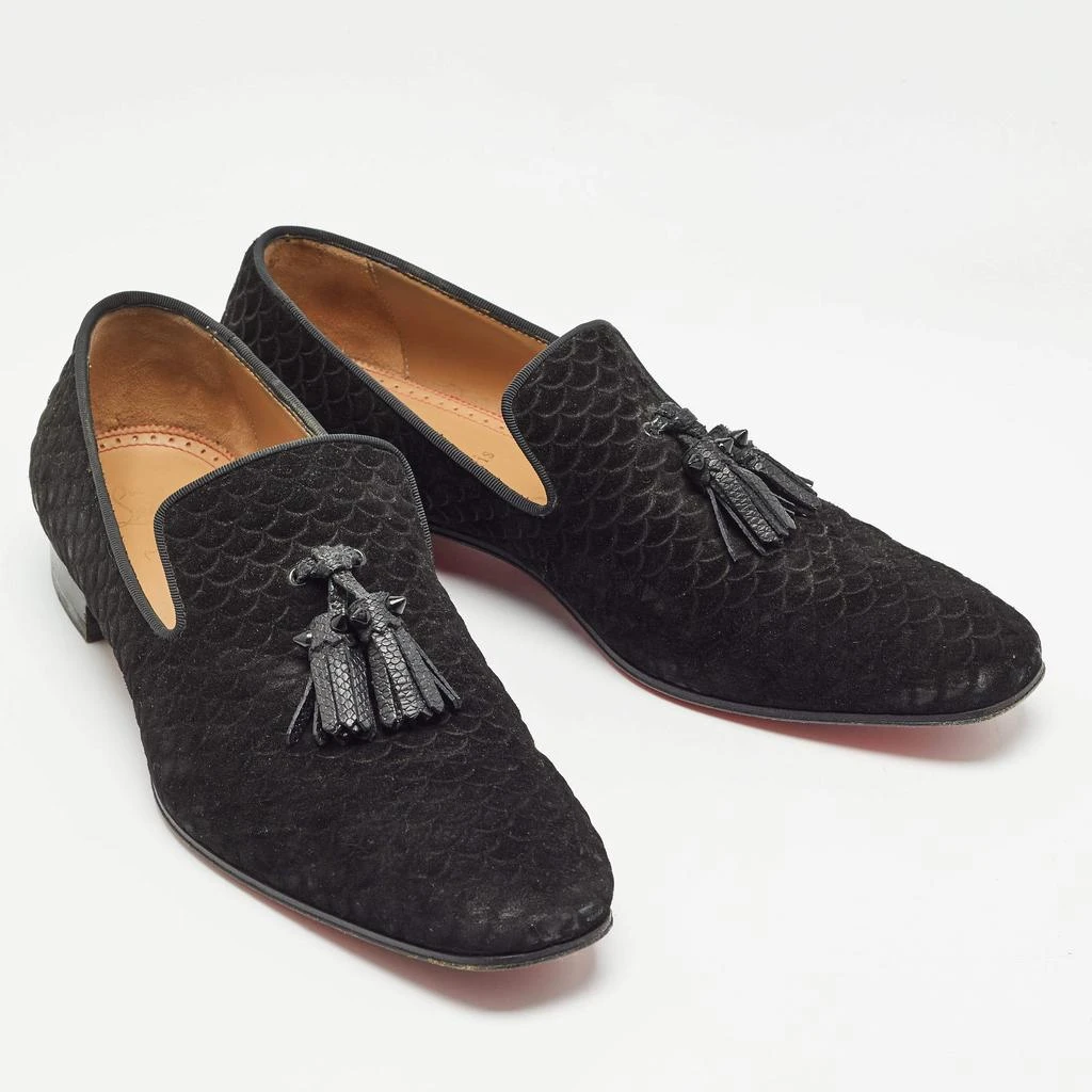 商品[二手商品] Christian Louboutin|Christian Louboutin Black Embossed Suede Dandelion Smoking Slippers Size 42.5,价格¥1215,第4张图片详细描述