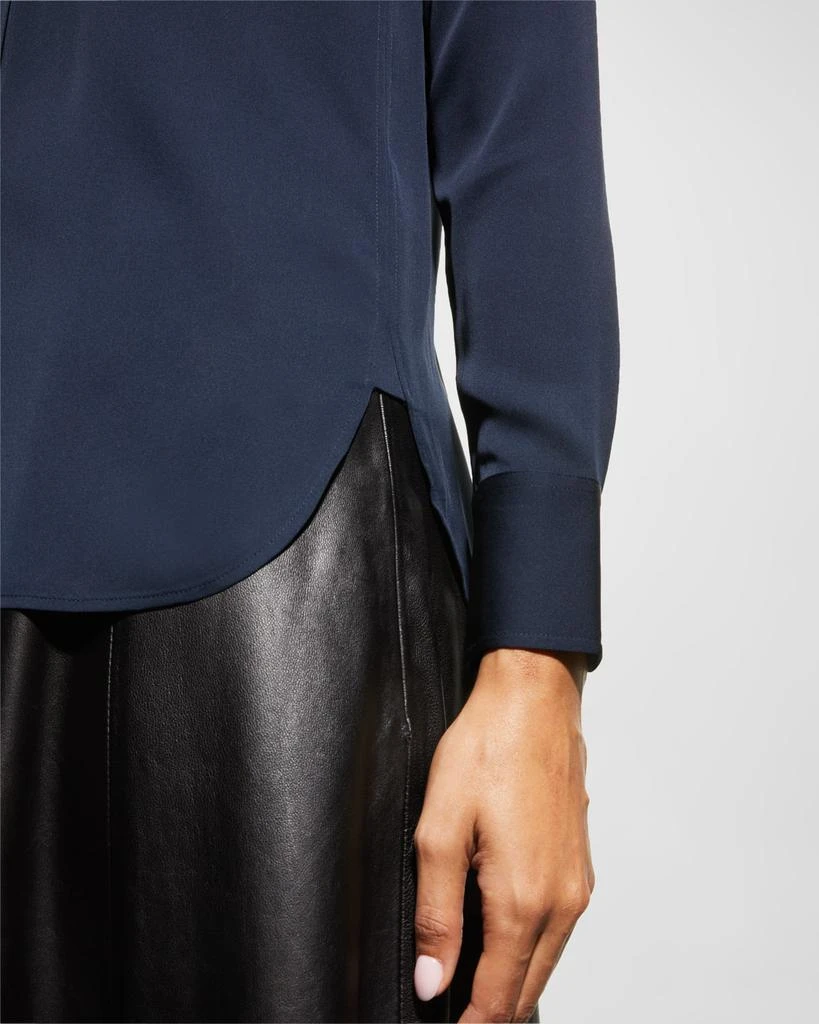 Slim-Fit Long-Sleeve Stretch-Silk Blouse 商品