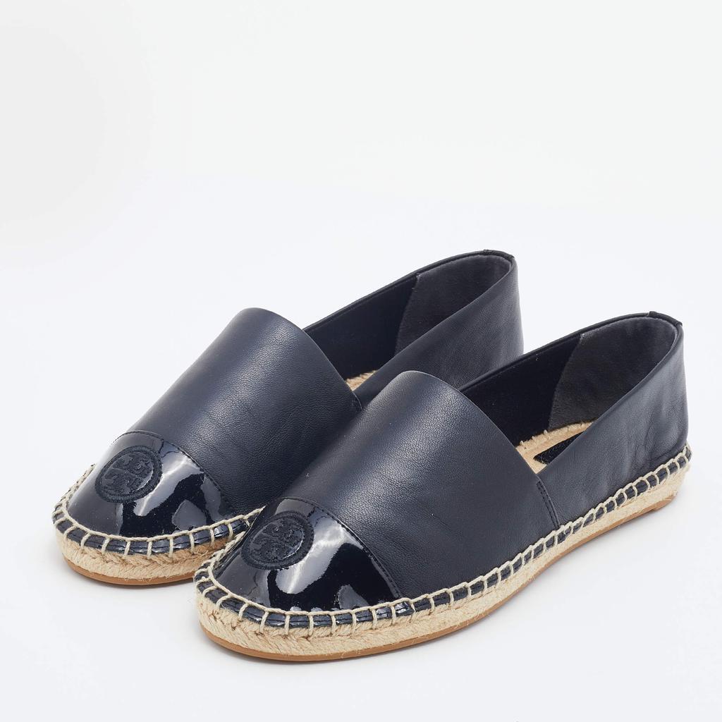 商品Tory Burch|Tory Burch Black Patent and Leather Flat Espadrilles Size 37.5,价格¥1463,第4张图片详细描述