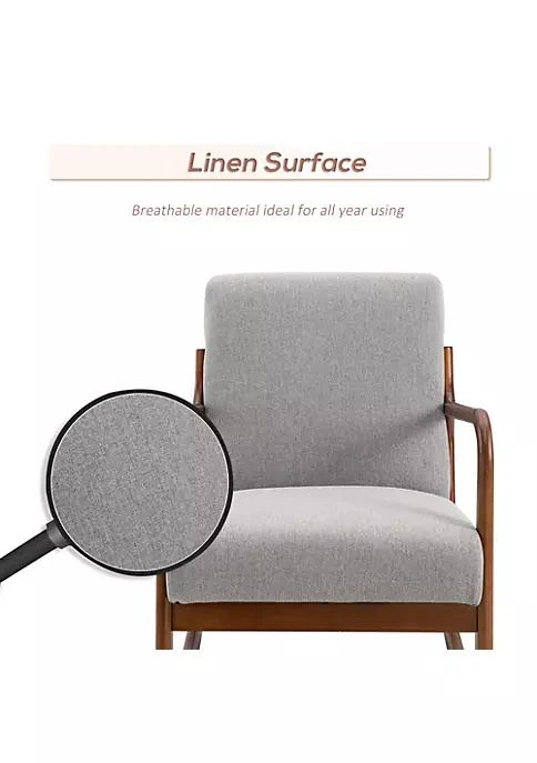 商品HOMCOM|Upholstered Rocking Armchair With Wood Base And Linen Fabric Padded Seat For Living Room Grey,价格¥1508,第4张图片详细描述