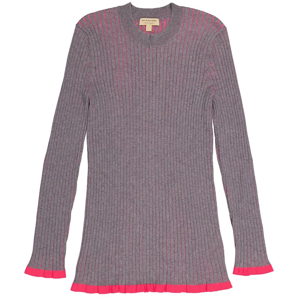 Burberry Ladies Rib Knit Cashmere Silk Sweater, Size Large商品第1张图片规格展示