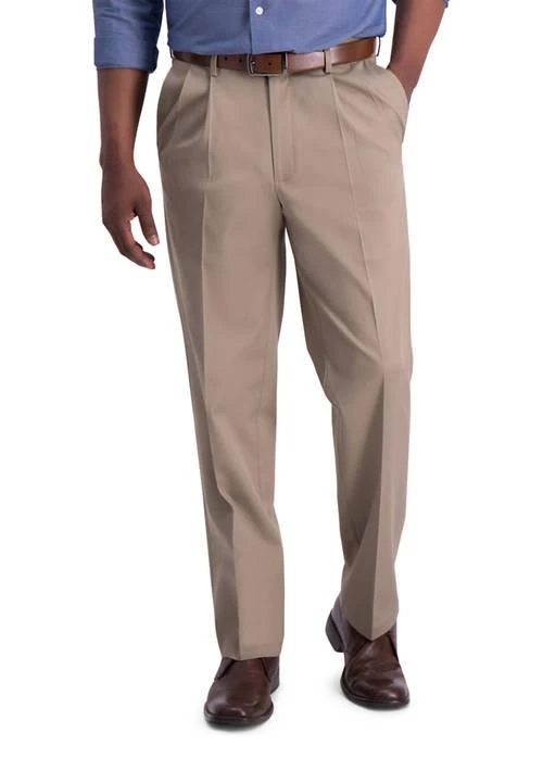 商品Haggar|Mens Iron Free Premium Khaki Classic Fit Pleat Front Hidden Comfort Waistband Casual Pants,价格¥340,第1张图片