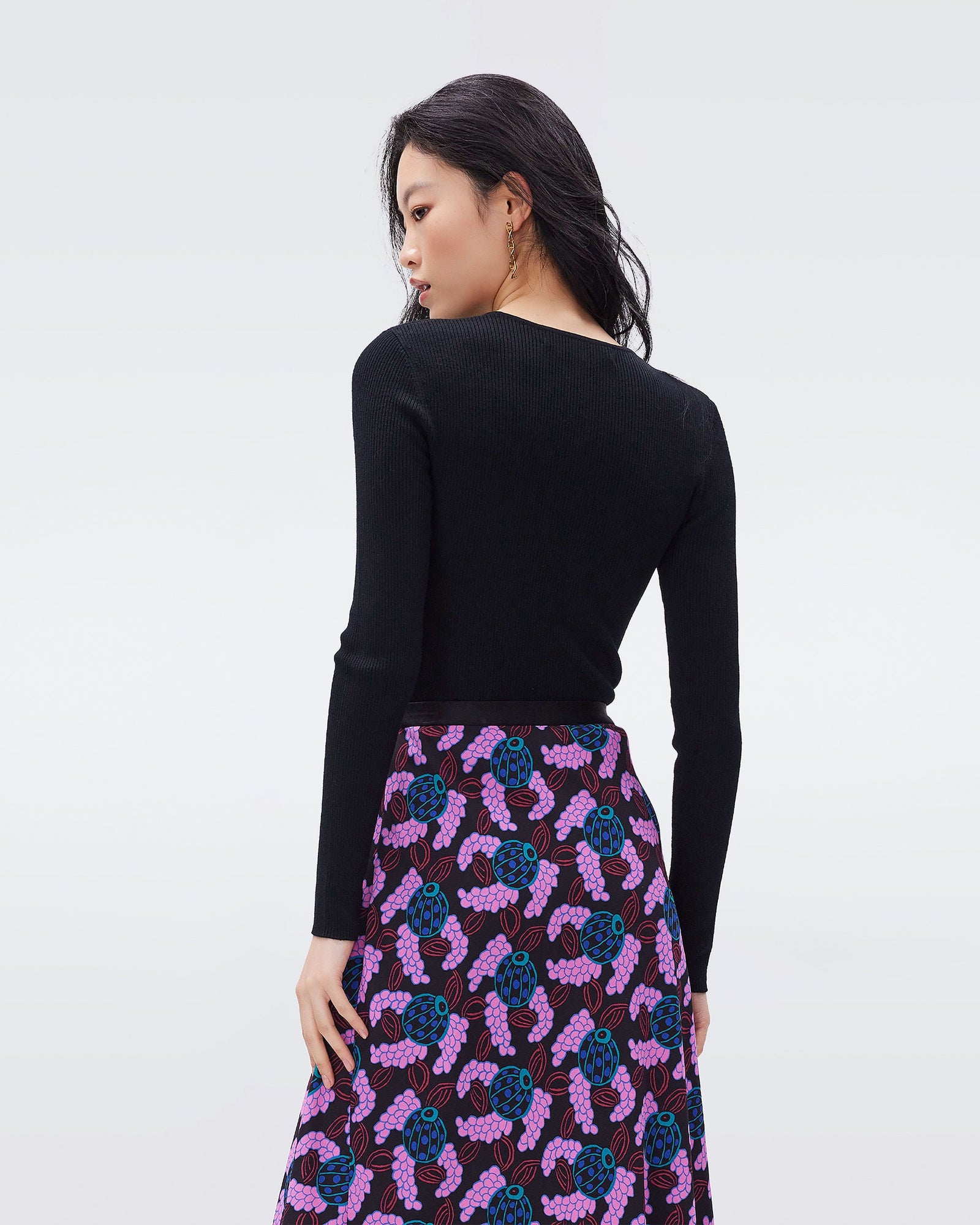 Diane von Furstenberg 女士针织毛衣 DVFWL3R005BLACK 黑色商品第3张图片规格展示