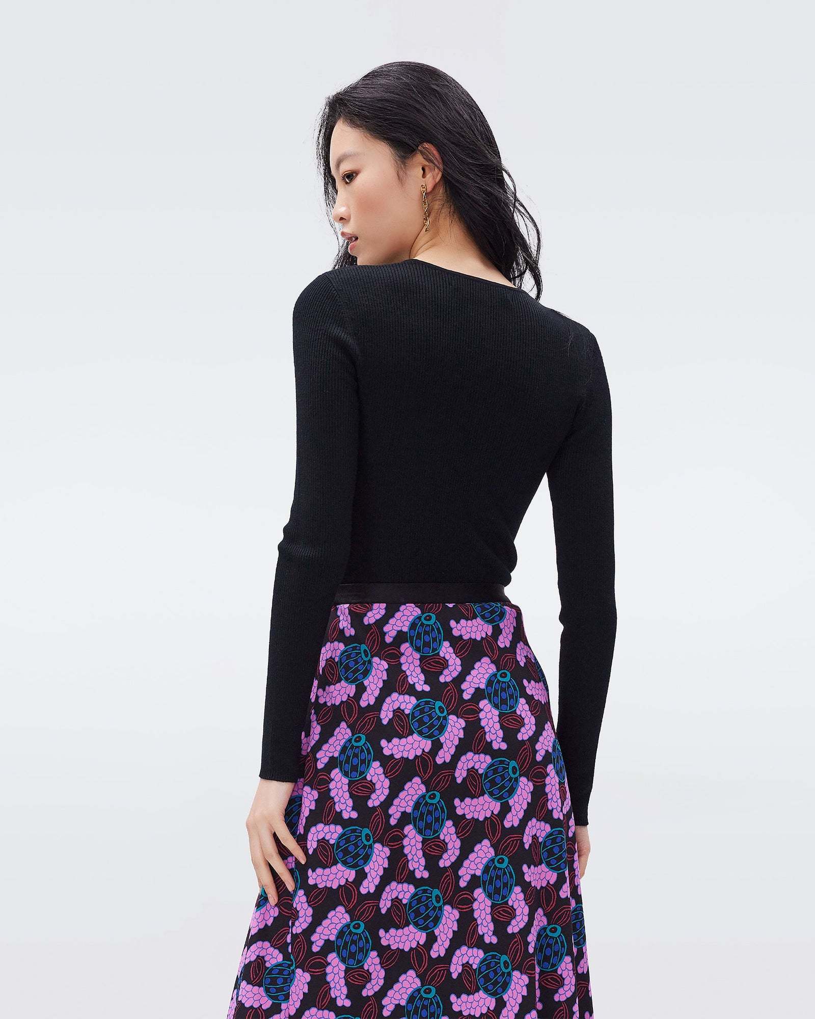 商品Diane von Furstenberg|Diane von Furstenberg 女士针织毛衣 DVFWL3R005BLACK 黑色,价格¥2052,第4张图片详细描述