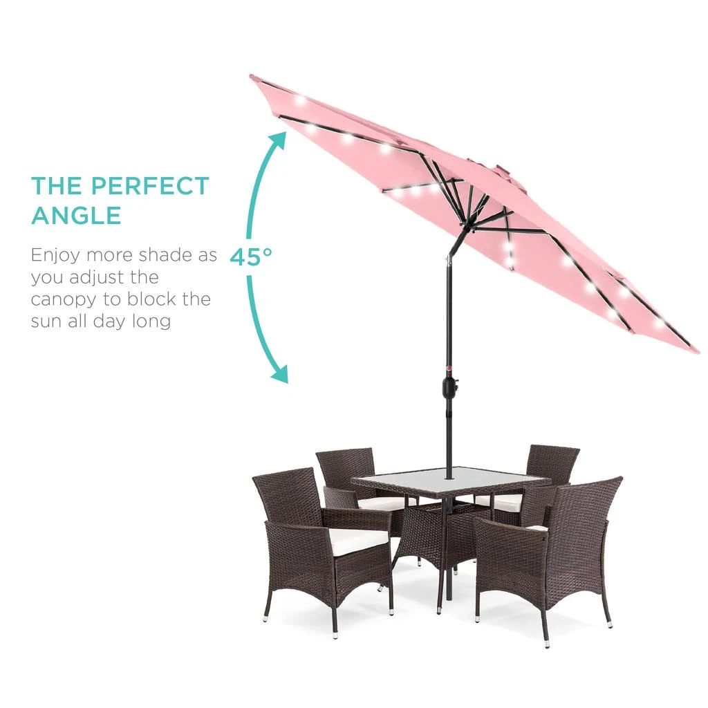 商品Best Choice Products|10ft Solar LED Lighted Patio Umbrella w/ Tilt Adjustment, UV-Resistant Fabric,价格¥625,第2张图片详细描述