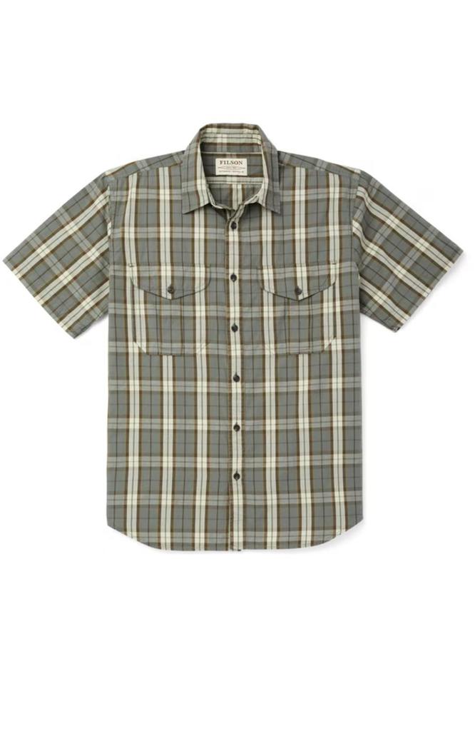 Filson | Men's Washed Short Sleeve Feather Cloth Shirt In Sage Green 394.38元 商品图片