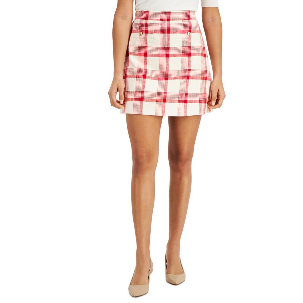 Marella Womens Lione Plaid Short Mini Skirt商品第1张图片规格展示