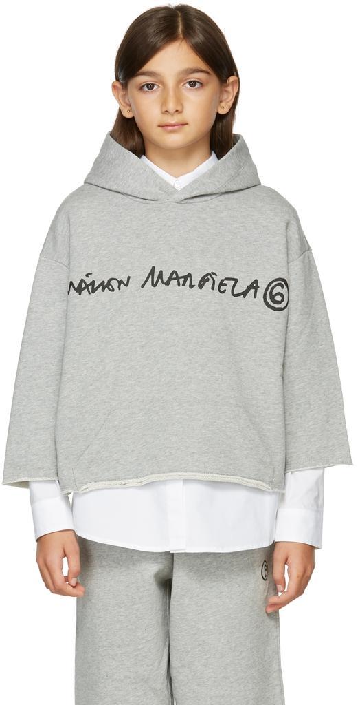 商品MAISON MARGIELA|Kids Grey Cropped Signature Hoodie,价格¥1338,第4张图片详细描述