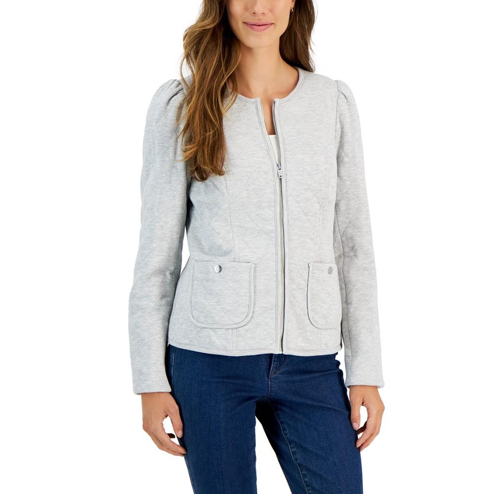 Women's Quilted Zip-Front Knit Jacket, Created for Macy's商品第1张图片规格展示