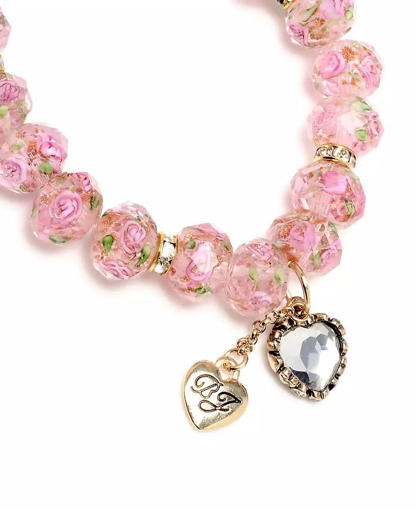 商品Betsey Johnson|Betsey Johnson Pink Flower Beaded Stretch Bracelet贝齐约翰逊粉红色花串珠手链,价格¥224,第2张图片详细描述