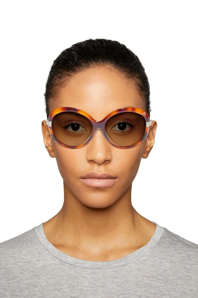 商品Chloé|Round-frame tortoiseshell acetate and gold-tone sunglasses,价格¥952,第2张图片详细描述