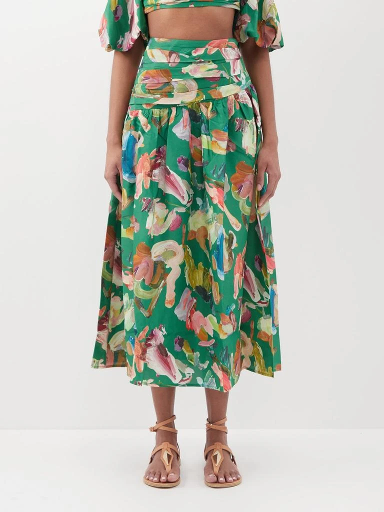 商品ALÉMAIS|Arlo brushstroke-print silk midi skirt,价格¥1250,第1张图片