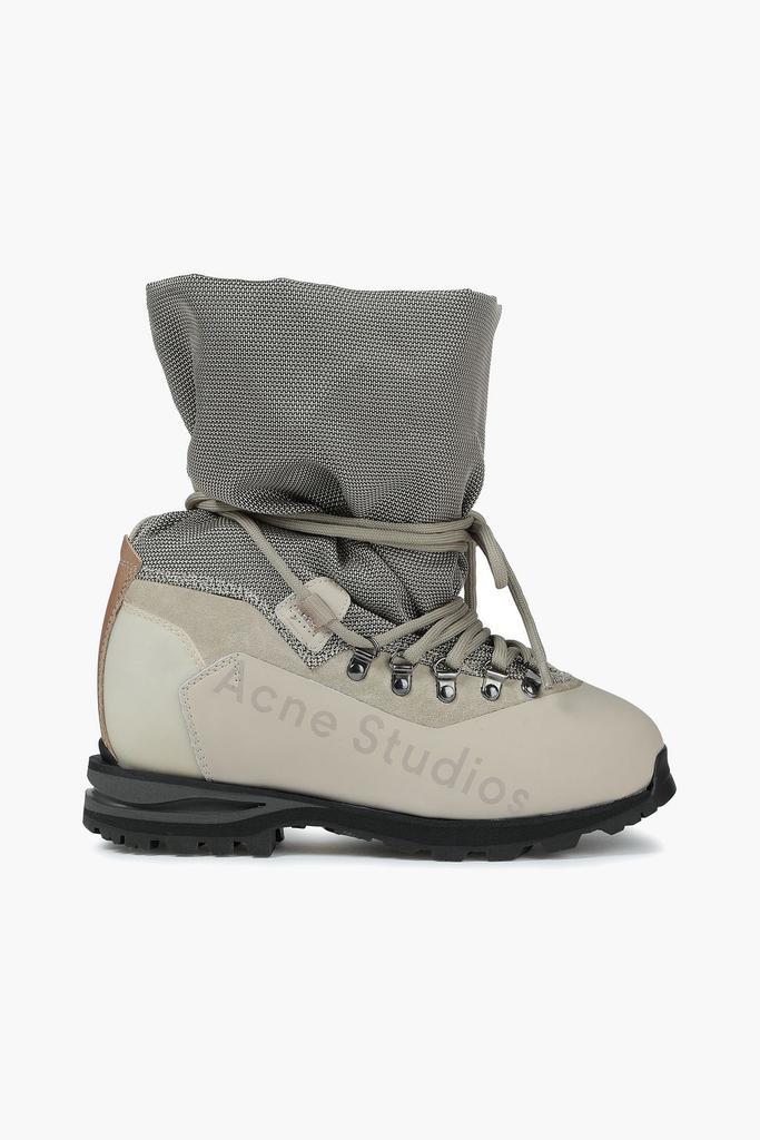 商品Acne Studios|Printed woven, suede and leather ankle boots,价格¥1409,第1张图片