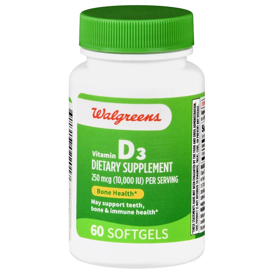 商品Walgreens|Vitamin D3 250 mcg Softgels,价格¥171,第1张图片