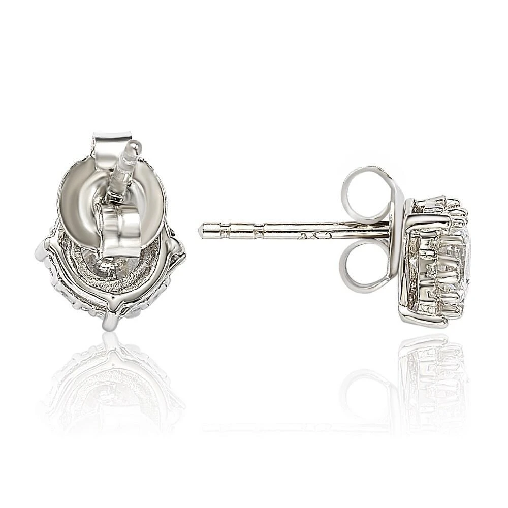 商品Suzy Levian|Sterling Silver White Cubic Zirconia Round Stud Earrings,价格¥945,第2张图片详细描述