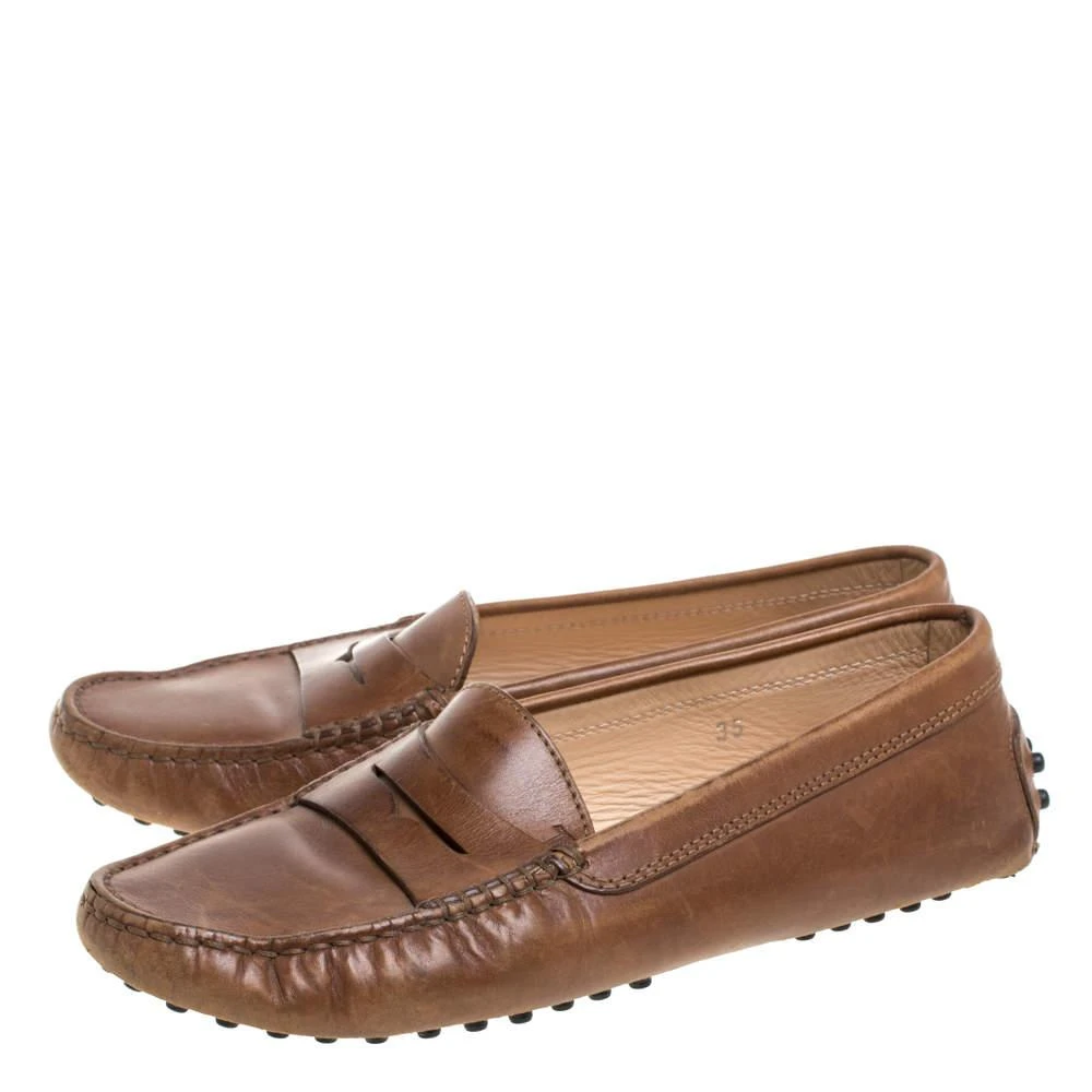 商品[二手商品] Tod's|Tod's Brown Leather Penny Slip On Loafers Size 35,价格¥1687,第4张图片详细描述