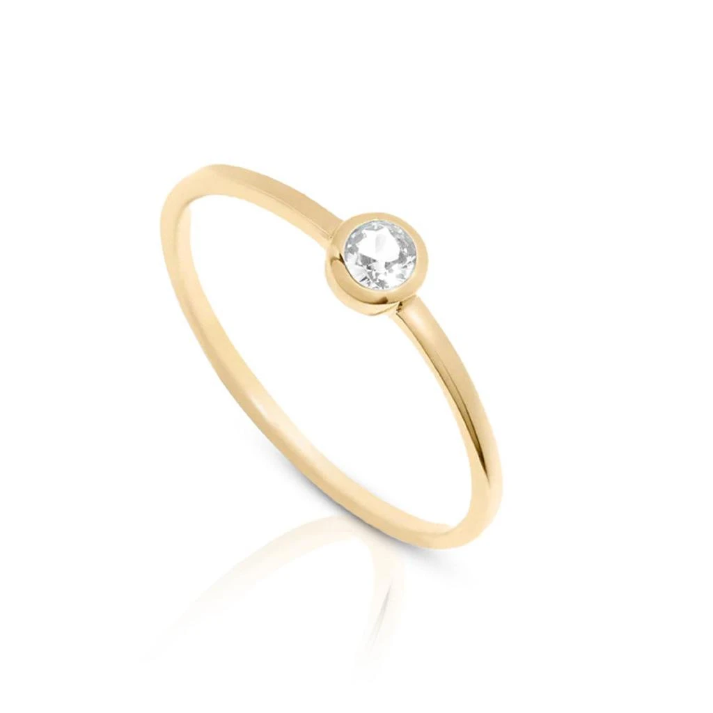 14K Gold Vermeil Birthstone 3MM Cubic Zirconia Solitaire Ring 商品