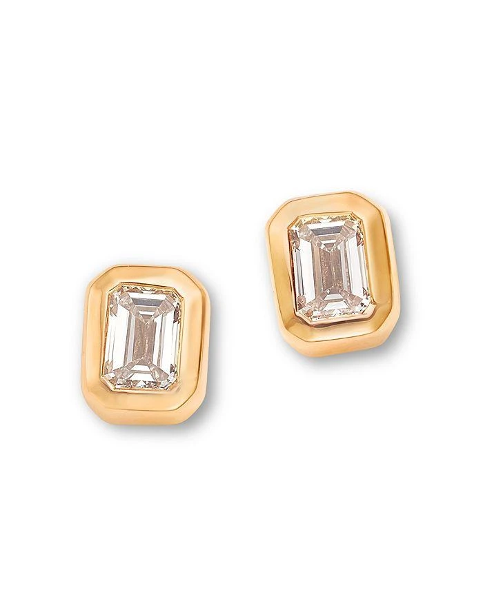 商品Moon & Meadow|14K Yellow Gold Lab Grown Diamond Emerald Cut Bezel Stud Earrings,价格¥5143,第1张图片详细描述